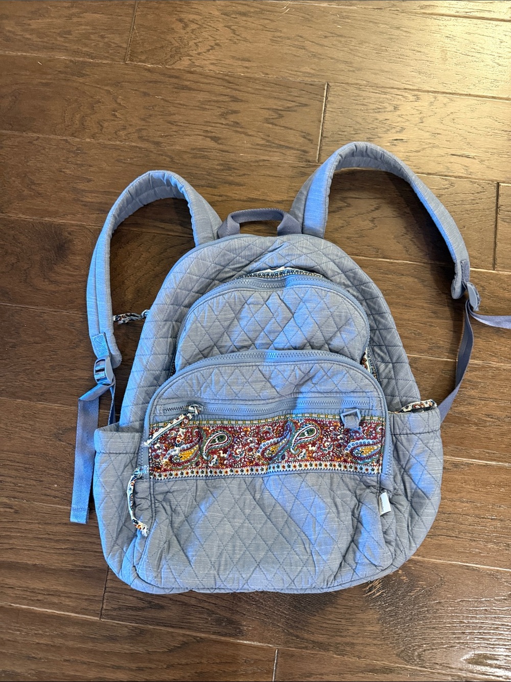 Vera Bradly Quilted Light Blue Paisley Backpack